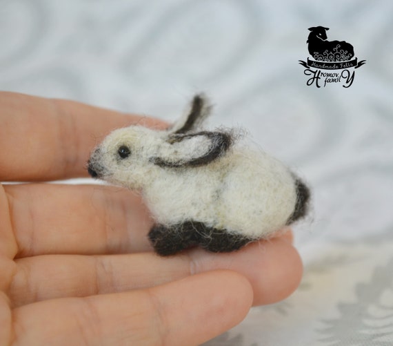 hand painted animal pets Little brown rabbit miniature painting on sea glass