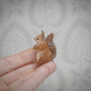 Needle Felted Red Squirrel Miniature, OOAK Dollhouse Animal