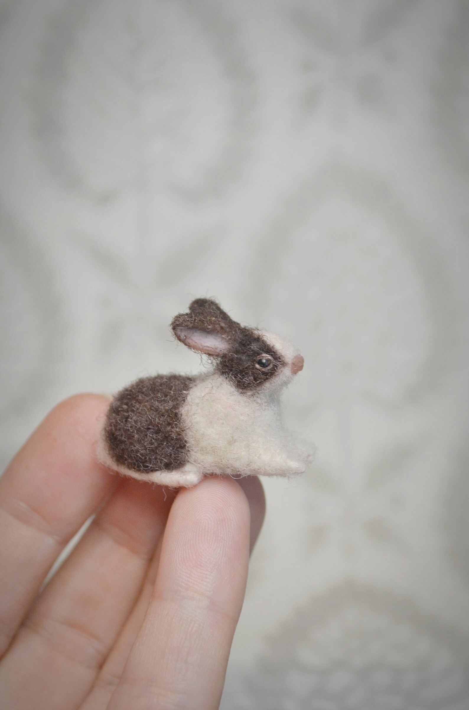 Rabbit Tiny Felted Miniature, Bunny Collectible Dollhouse Miniature ...