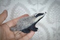 Badger, Needle felted animal miniature, Tiny animals, dolhouse miniature, woolen felted mini animals product logo