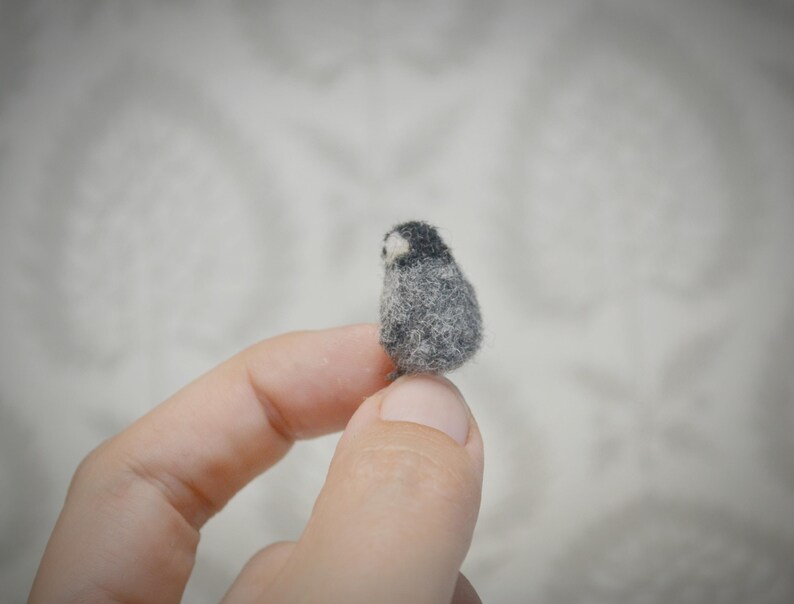 Tiny needle felted penguin – handmade wool bird miniature
