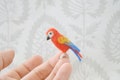 Scarlet Macaw felted miniature, dollhouse miniature, Tiny needle felt bird, birds lover gift, OOAK, mini sculpture product logo