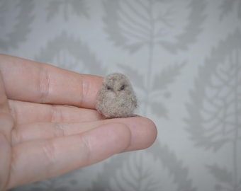 Felted Owlet Miniature, Needle Felted Bird, Dollhouse Decor