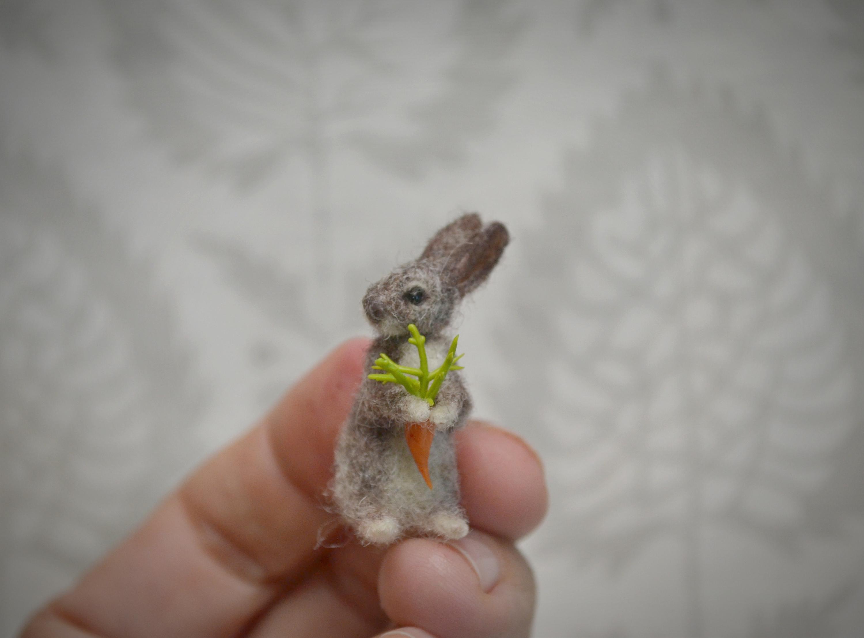 Needle Felted Hare Sculpture: Miniature Wool Rabbit for Dollhouse - Etsy