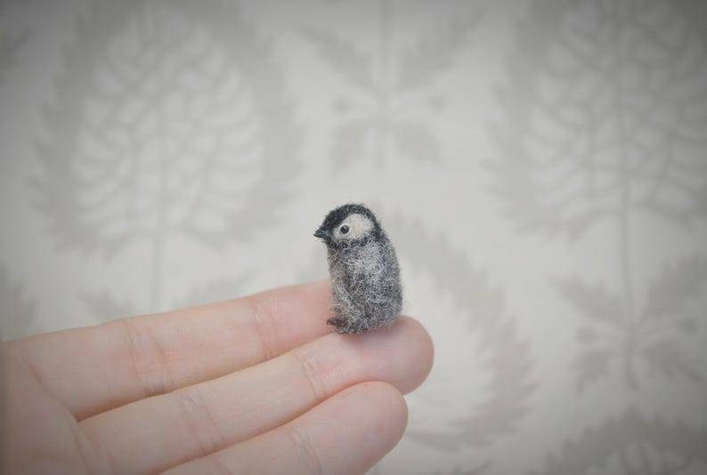 Tiny needle felted penguin – handmade wool bird miniature