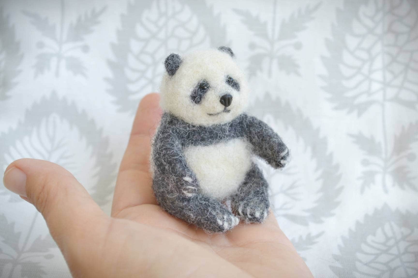 Needle Felted Animal little 1 panda Wool Art Sculpture ooak miniature handmade