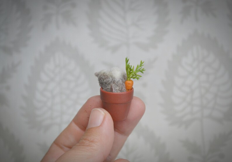 Needle Felted Bunny in Flower Pot: Miniature Wool Rabbit Figurine - Etsy