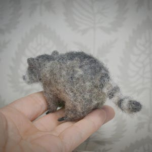 Tiny wool raccoon – needle felt animal miniature
