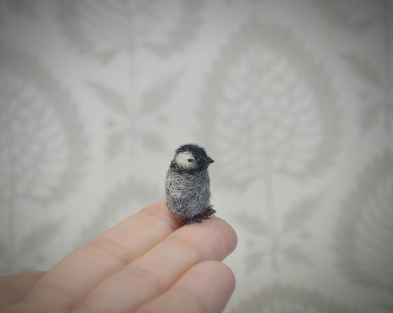 Tiny needle felted penguin – handmade wool bird miniature