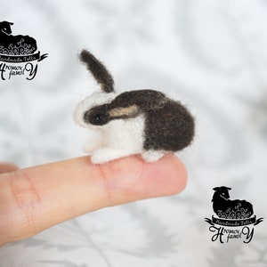 Rabbit tiny felted miniature, bunny collectible  dollhouse miniature, OOAK