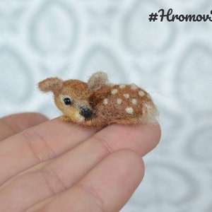 Little deer miniature for a dollhouse, needle felted fawn felted,  hand made micro animal