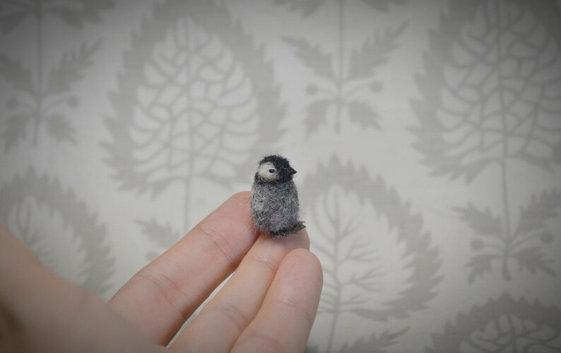 Tiny needle felted penguin – handmade wool bird miniature