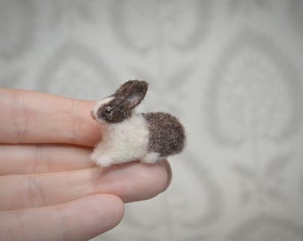 Kleine vilten miniatuur konijn, poppenhuisminiatuur konijn, OOAK