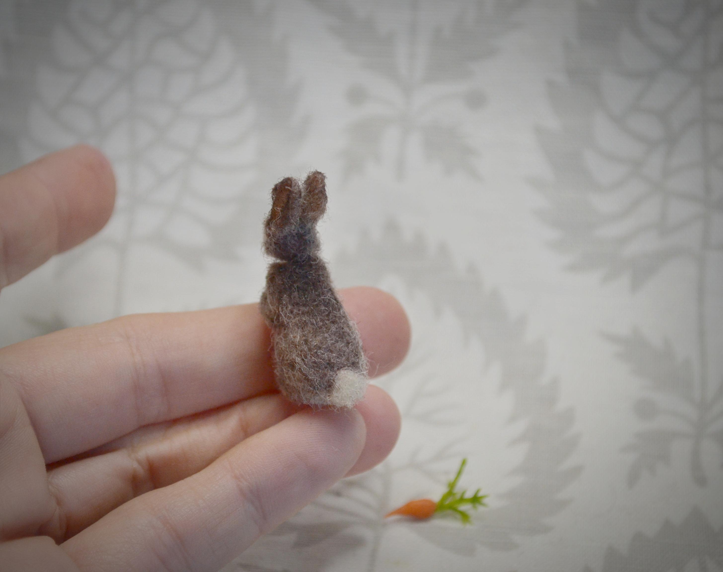 Needle Felted Hare Sculpture: Miniature Wool Rabbit for Dollhouse - Etsy