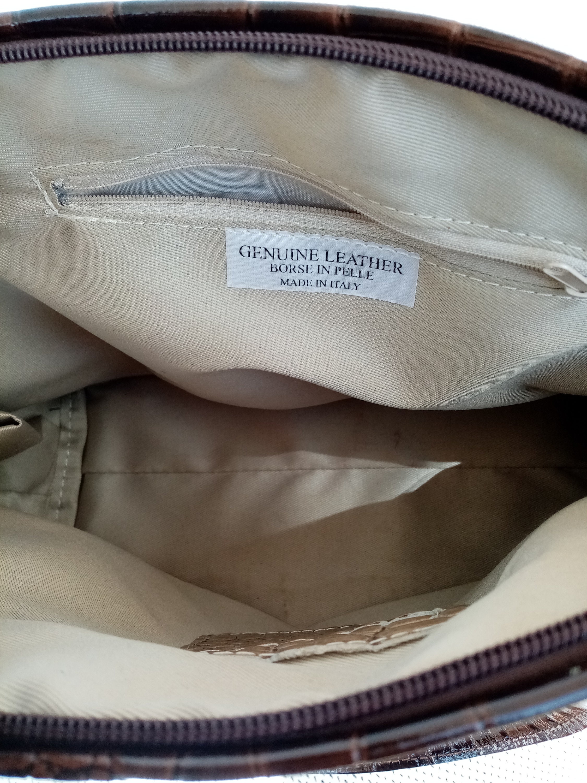 Borse in Pelle Bag Genuine Handbag Croc Embossed