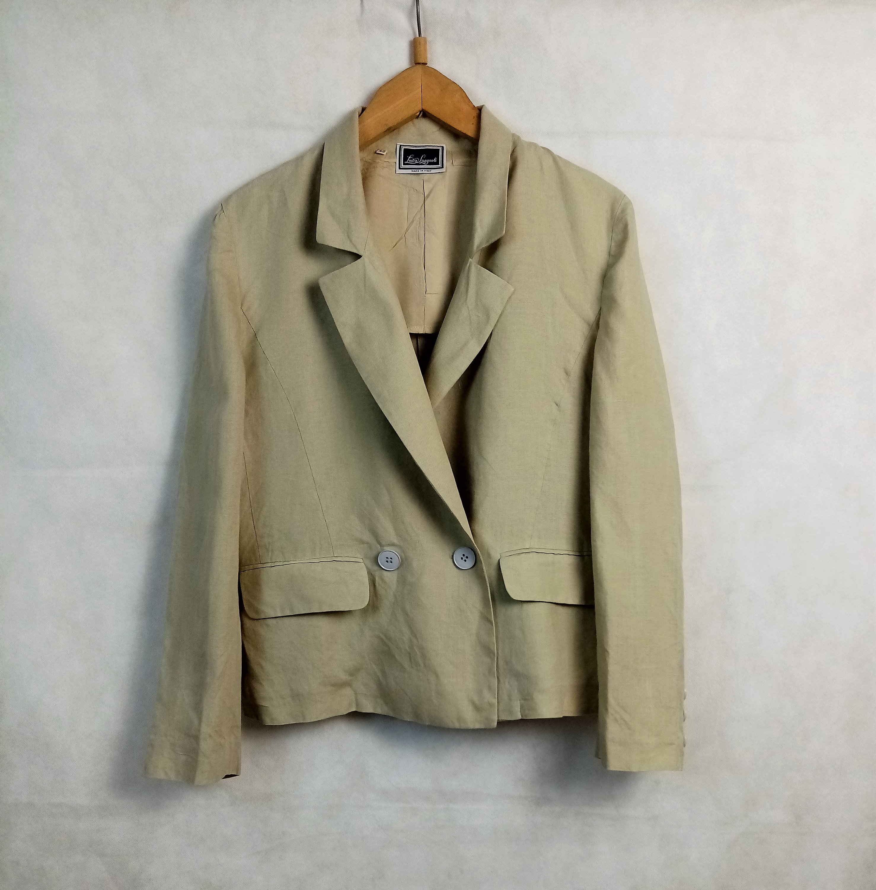 ジャケット・アウター 80s 90s EURO linen tailored jacket beige Vintage 80s Luisa Spagnoli Linen Jacket, Double Breasted