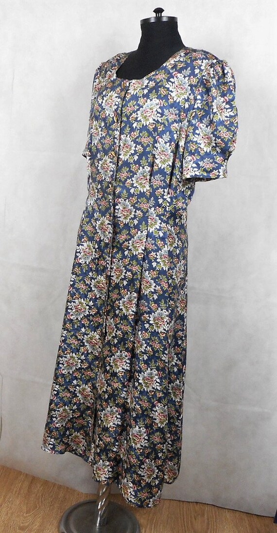 Vintage Peter Hahn Seidenkleid Blumen Jacquard Seide Midi - Etsy