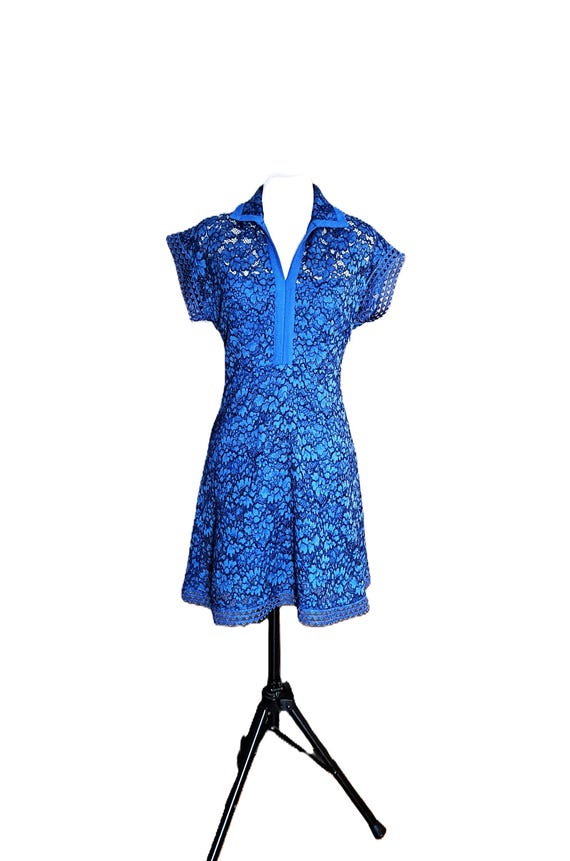 Claudie Pierlot Blue Lace Cotton Blend Dress size S
