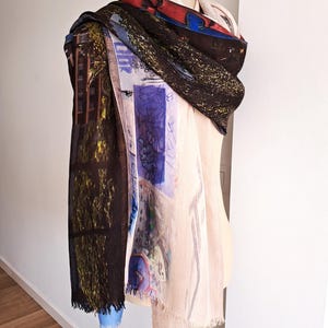 Extra Large Silk Scarf: Urban Street Art Design