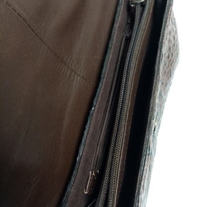 Croc Embossed Handbag, Genuine Cow Leather Purse, Brown Small Shoulder Bag, Made in India image 7