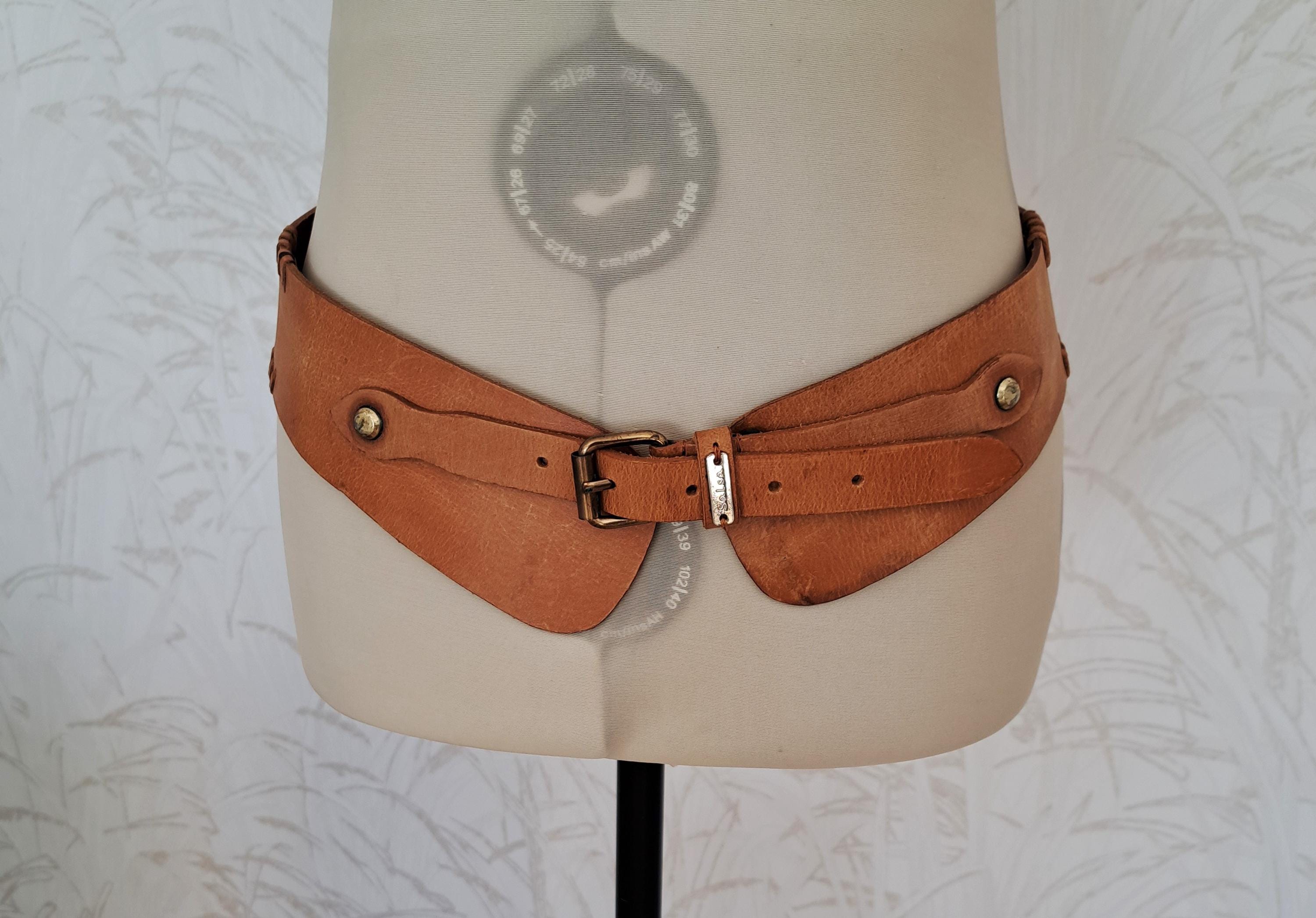 Vintage 90s Salsa Leather Belt: Tan Waist Belt With Signed  display picture 1