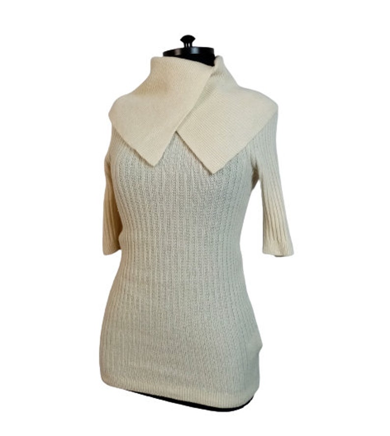 collared wool blend ribbed sweater