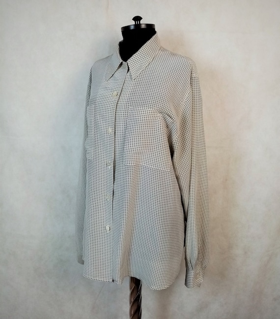 Vintage Laura Torelli Silk Shirt, Mini Houndstoot… - image 1