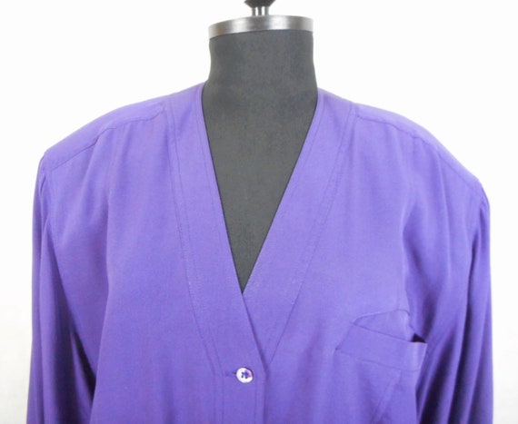 Vintage 90s Silk Jacket Otto Kern Purple Bomber B… - image 4