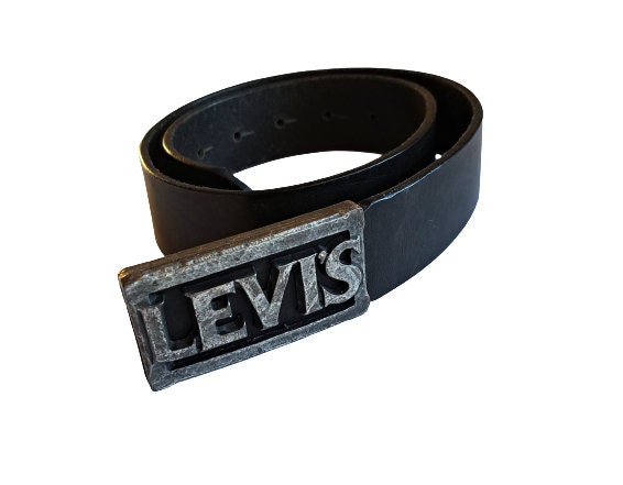 Levi's Leather Men's Belt with Plaque Buckle - Black