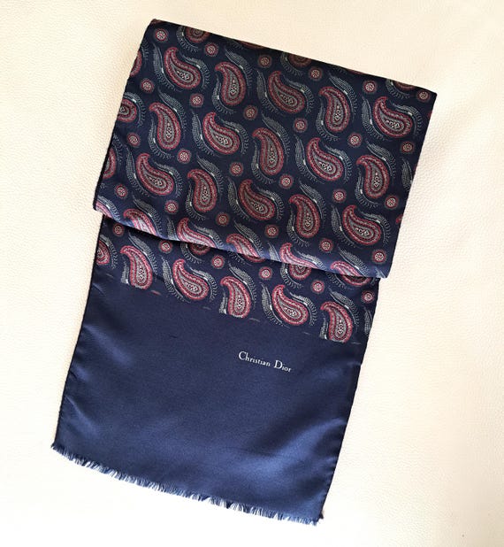 Christian Dior ヴィンテージ シルクスカーフ ネイビー・ブルー