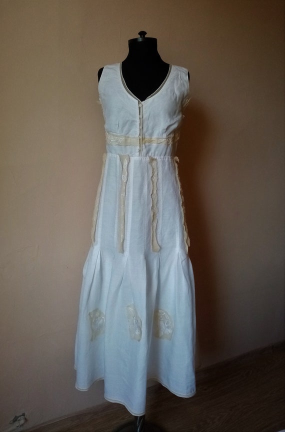 Witte jurk Steffen Schraut mouwloze midi jurk met fit flare bloemenapplicaties maat L Etsy Belgie