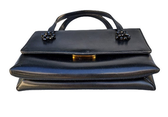 Vintage 60s Loewe Bag, Luxsury Black Leather Mini… - image 5