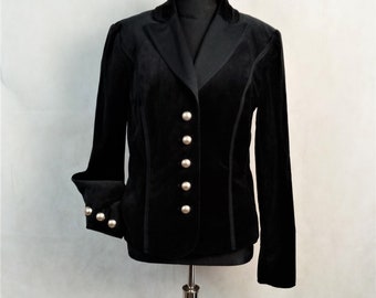 Vintage Peter Hahn Black Velvet Jacket Blazer