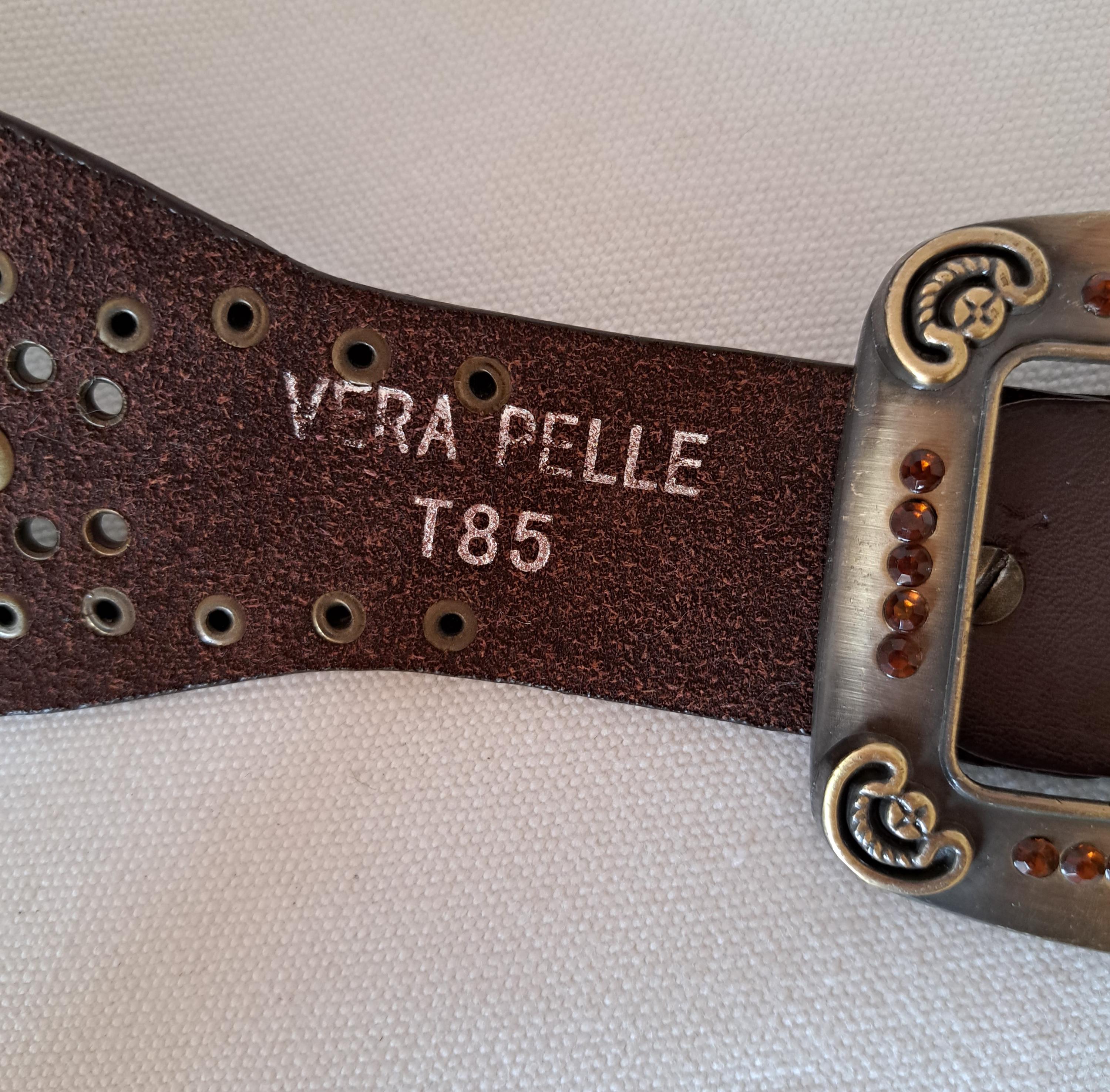 Vera Pelle Authentic Leather Metal Stone Croc Belt‎ Buy Black Western Belt Mens | Crocodile Embossed Leather  main image 2