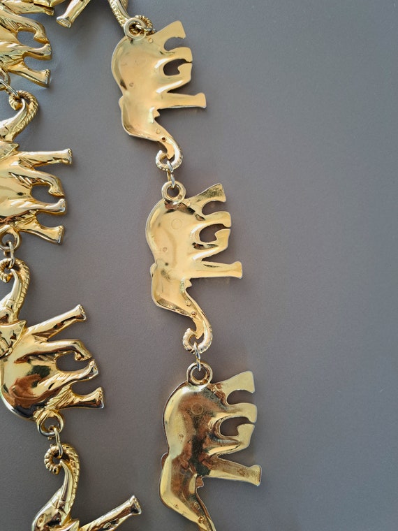 Vintage Elephant Hook Chain Gold Belt Rare Vintage French Jacky De G 1980s Chunky Gold Elephant  main image 4