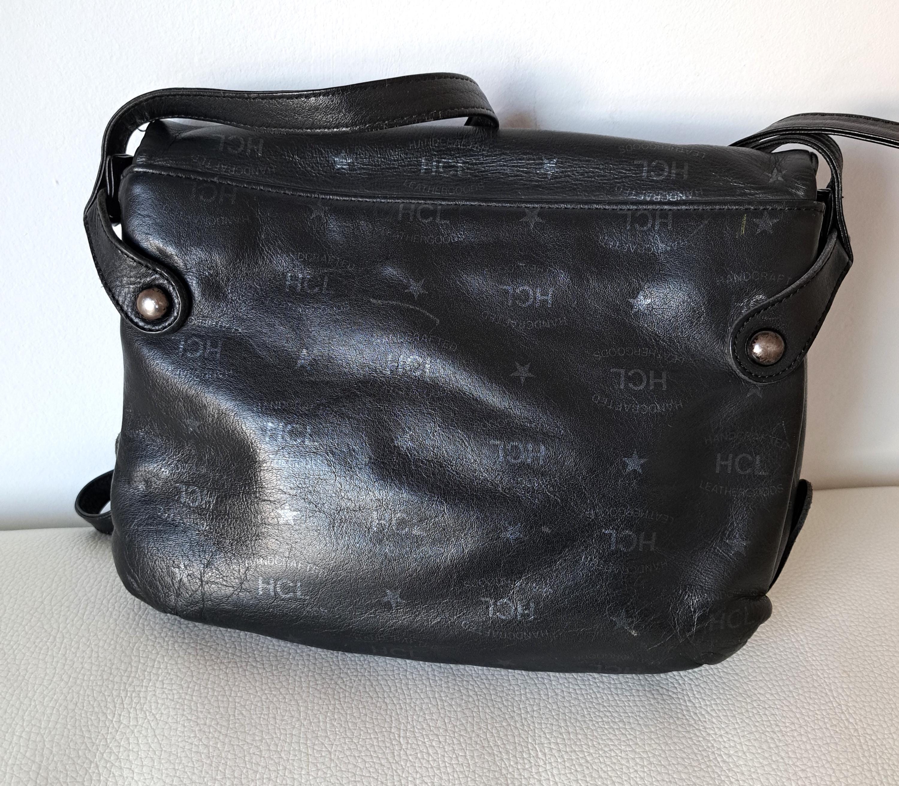 HCL Signature  Black Leather Zip Pocket Backpack Vintage Bag Made in Germany Vintage HCL Shoulder Bag – Clothes Heaven Since 1983 main image 2