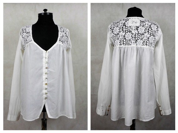 Vintage Romantic Blouse/shirt White 