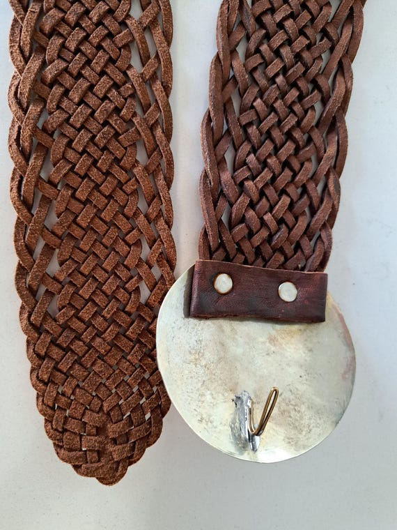 Genuine Leather Braided Belt Boho Western Braided Belt Womens Large Black Leather Casual Western Boho  main image 3