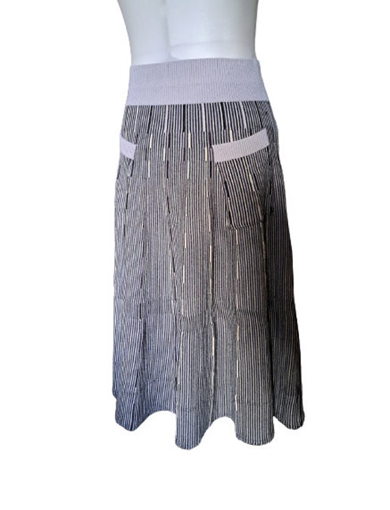 Adolfo Dominguez Knit Skirt Striped Sweater Flare Skirt High - Etsy