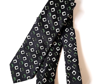 Brooks Brothers Irregular Silk Tie Geometric Black White Green