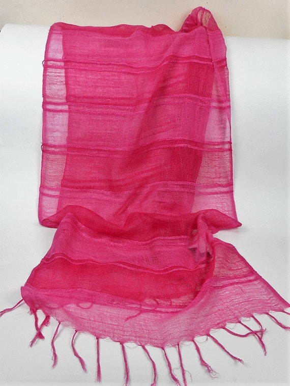 Vintage Renato Balestra Scarf, Pink Linen and Vis… - image 3