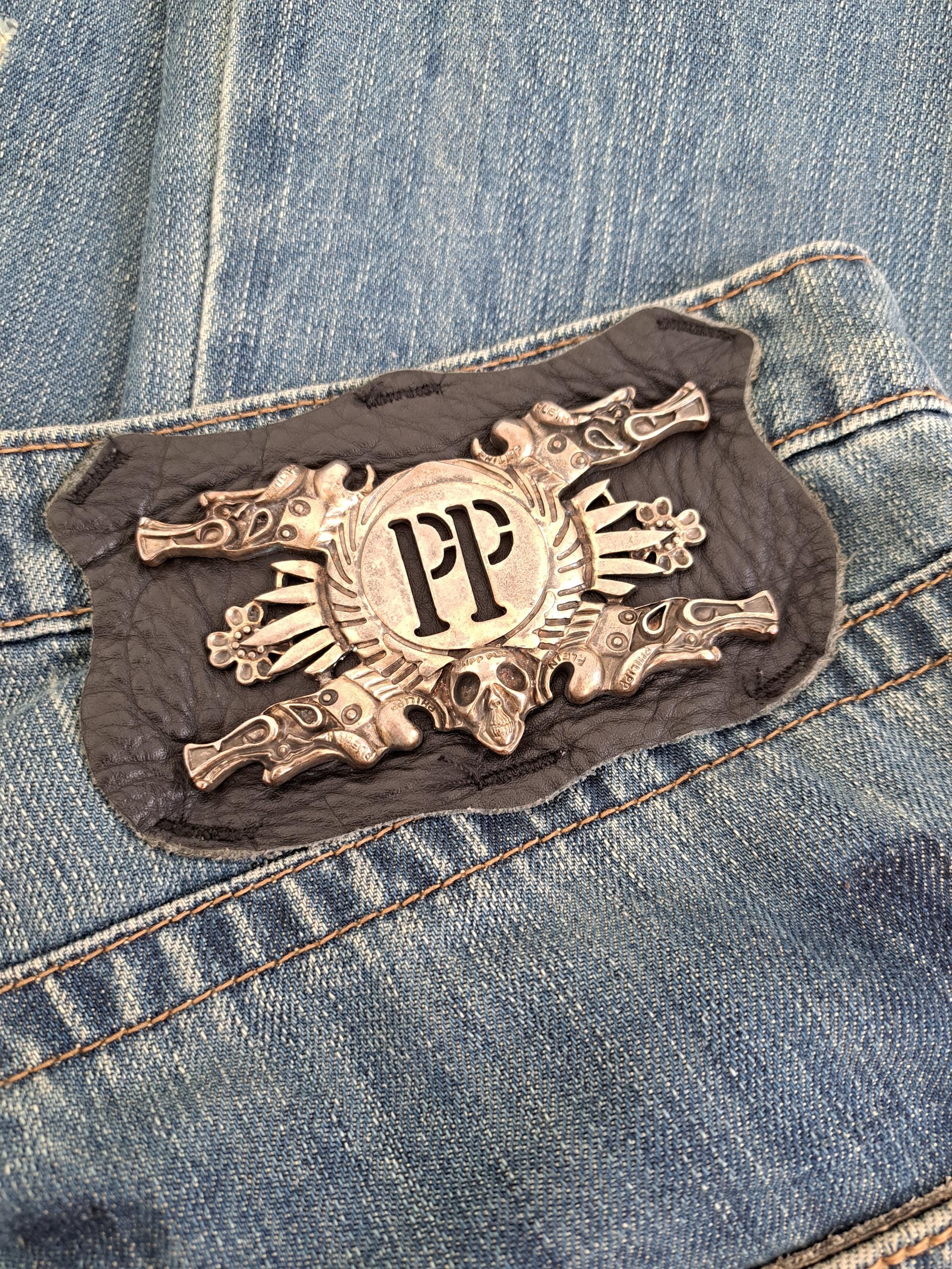 Philipp Plein Blue Jeans Straight Leg Skulls Jeans Vintage Made in 