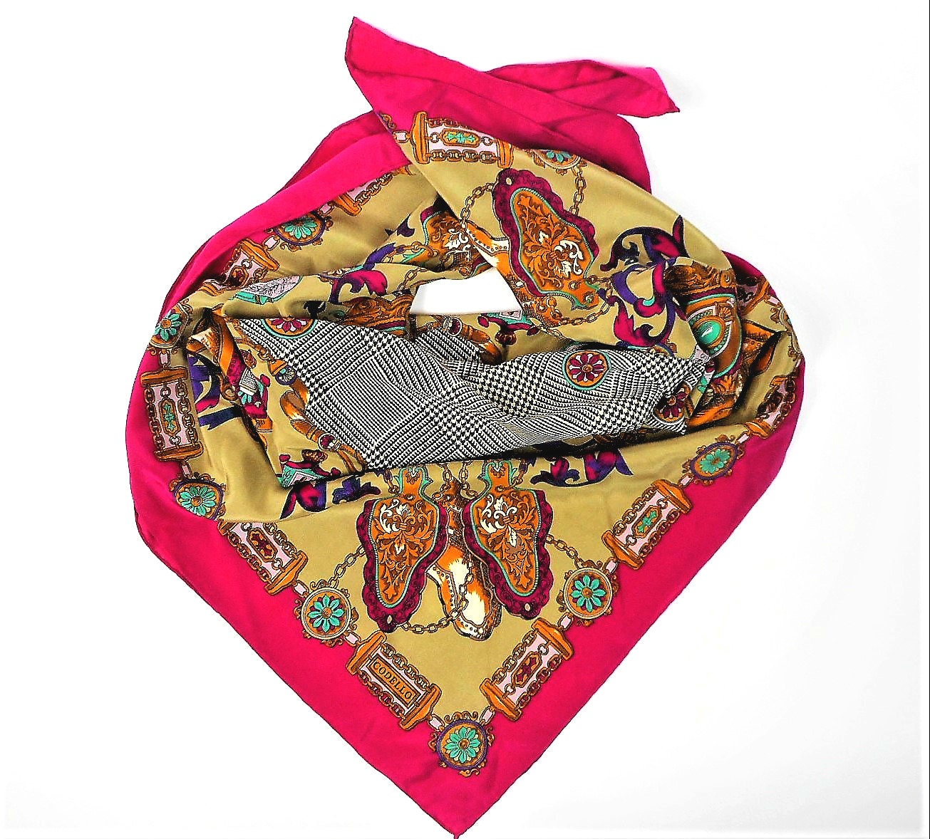 Foulard En Soie Vintage Codello - 85x86 Cm - Multicouleur - Occasion