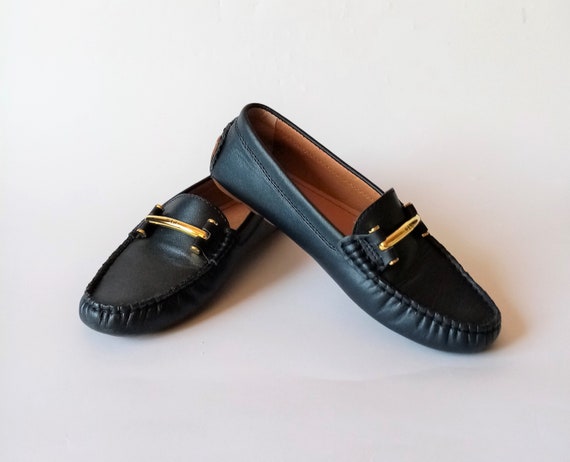 Lauren Ralph Laurent Women Slip-on Loafer Ralph Laurent Leather Moccasin  Navy Leather Loafer -  Canada