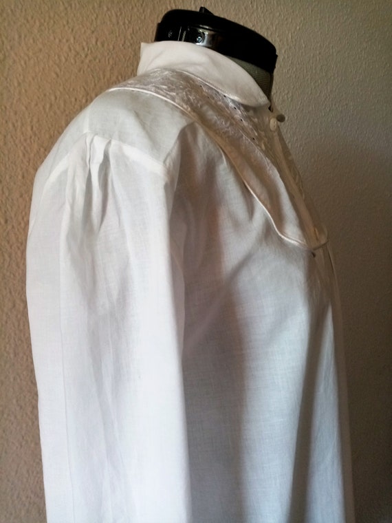 Vintage Cotton Nightdress, Embroidered White Slee… - image 7