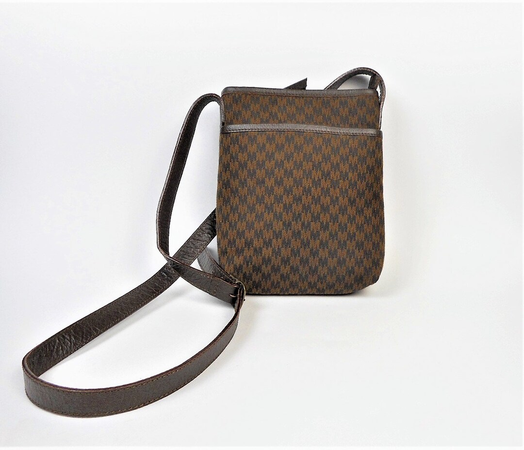 Vintage Max Mara Handbag Brown Canvas and Leather Small
