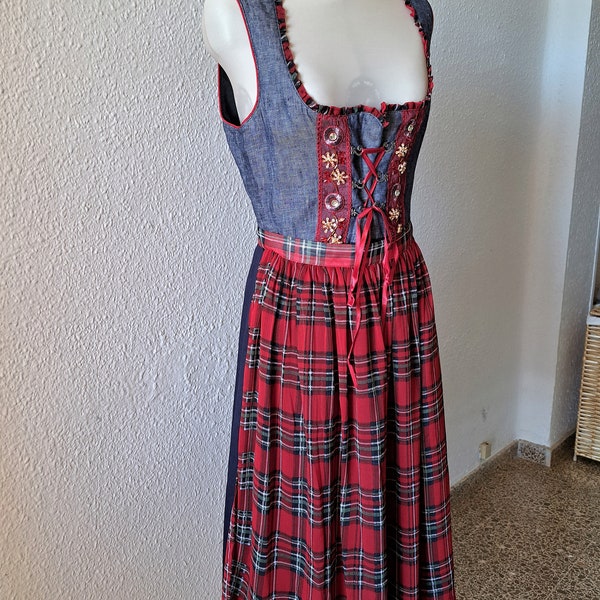 Deutsches Dirndl Kleid, Trachten Dirndl Kleid, Plissee Dirndl Midi Kleid, Frauen Oktoberfest Kleid, Größe 38