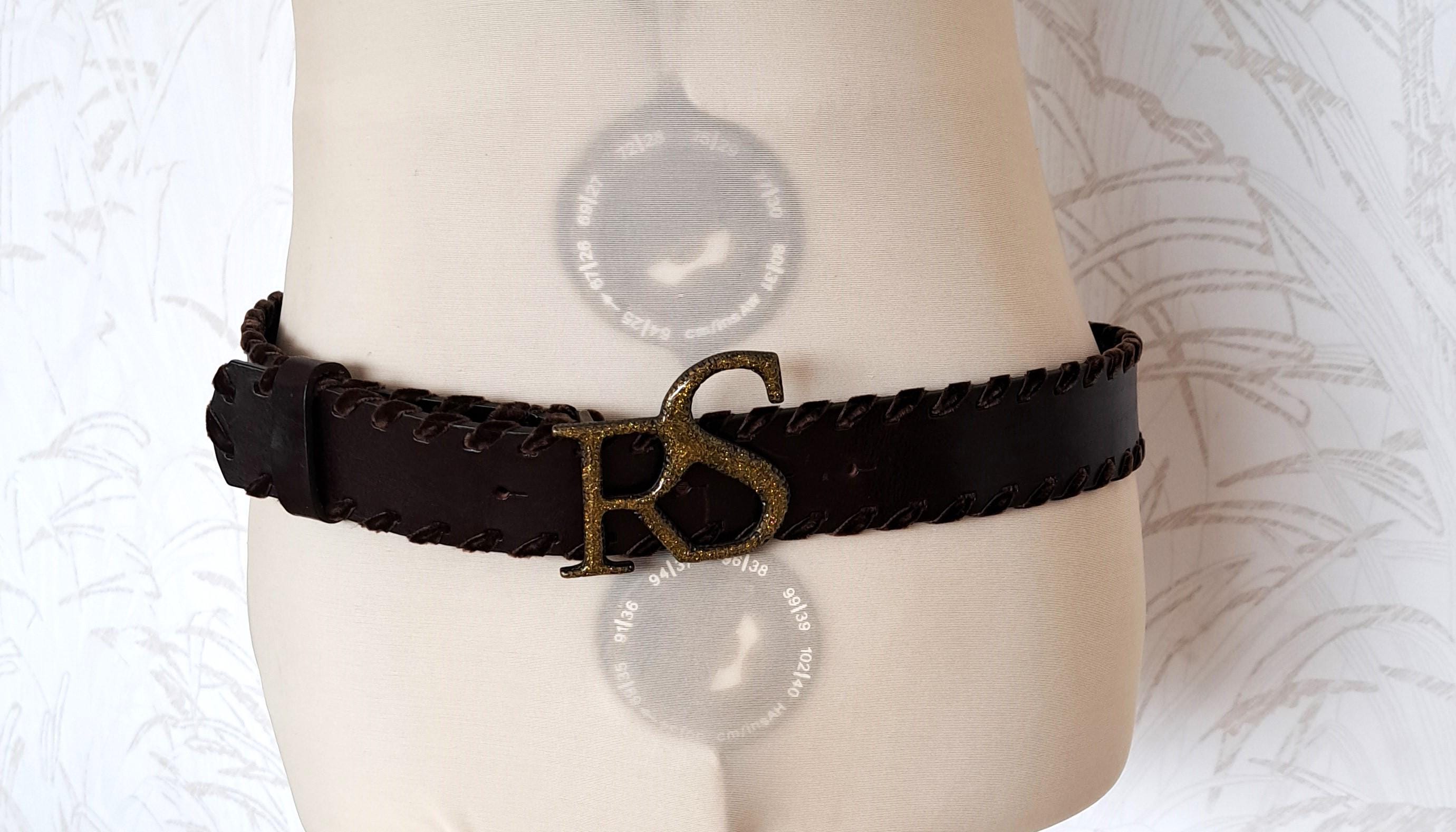 ROBERTA SCARPA Belt Black Genuine Leather Silver Round Logo Bow Back S/M ROBERTA SCARPA Belt Black Leather Wide Gold Circle Logo  main image 3