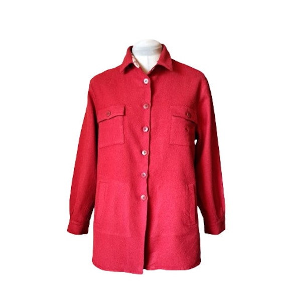 Vintage Burberry London Women's Red Wool Shirt Po… - image 2
