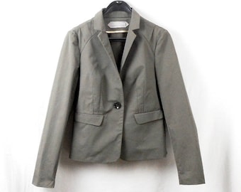 Dorothee Schumacher Jacket, Cotton Khaki Ladies Blazer, Size L